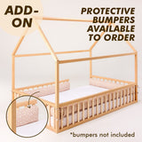 Montessori House Bed With Fence – Hardwood Floor Bed for Toddlers