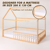 Montessori House Bed With Fence – Hardwood Floor Bed for Toddlers