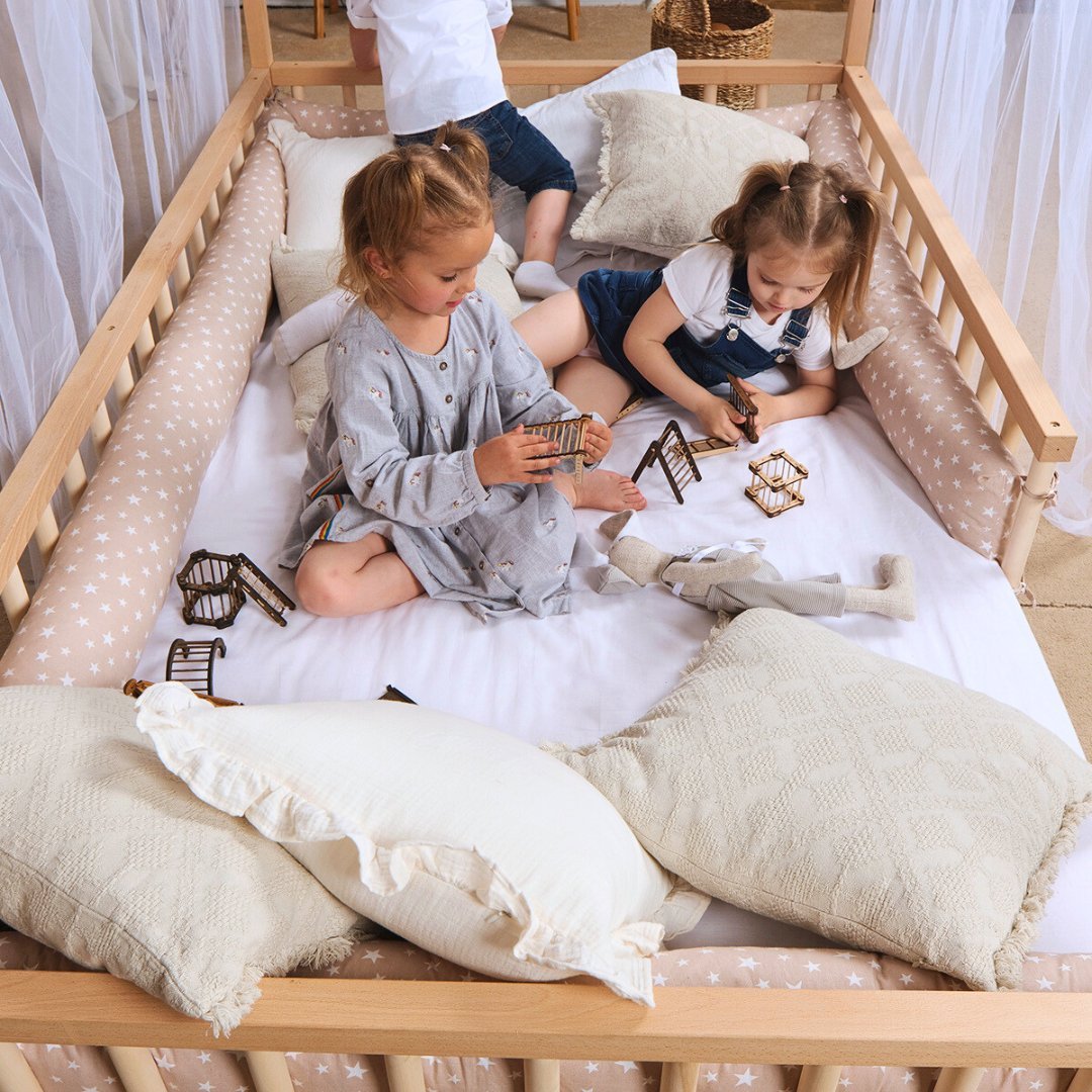 Montessori House Bed With Fence – Hardwood Floor Bed for Toddlers