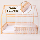 Montessori House Bed With Fence – Hardwood Floor Bed for Toddlers