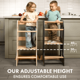 Stable Montessori Learning Tower – Wooden Growing Chair With Cut-Out Handles – Ivory