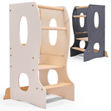 Stable Montessori Learning Tower – Wooden Growing Chair With Cut-Out Handles – Ivory