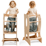 Stable Montessori Learning Tower – Wooden Growing Chair With Cut-Out Handles – Ivory