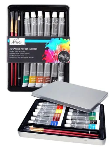 Paint Set, Aquarel, 16 Pcs in Tin Box