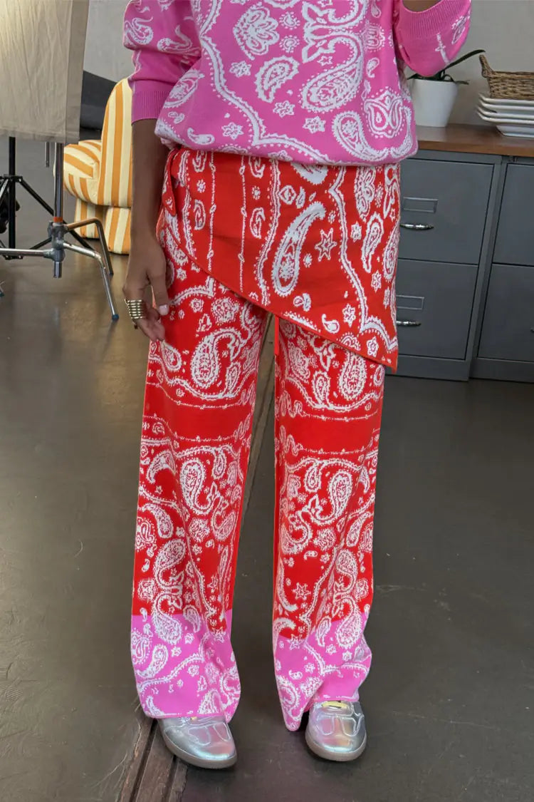 Red Bandana Wide Leg Trousers