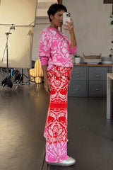 Red Bandana Wide Leg Trousers