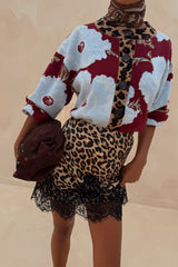Burgundy & Blue Poppy Cardigan