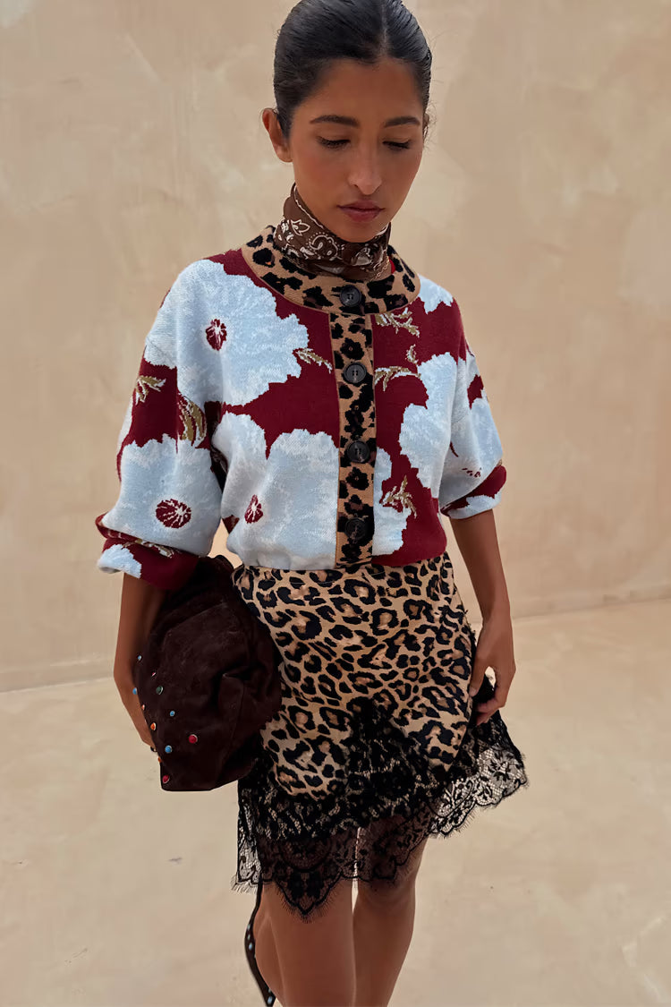 Burgundy & Blue Poppy Cardigan