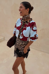 Burgundy & Blue Poppy Cardigan