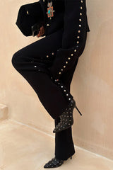Black Studded Knit Trousers