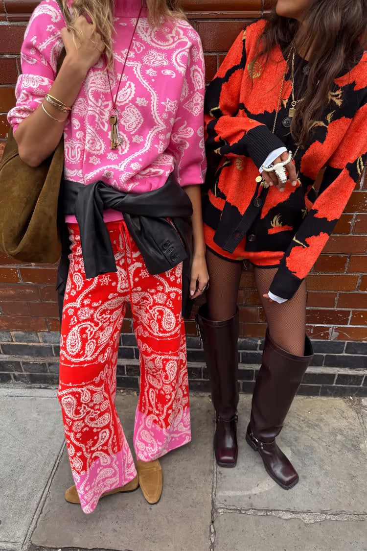 Red Bandana Wide Leg Trousers