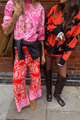 Red Bandana Wide Leg Trousers