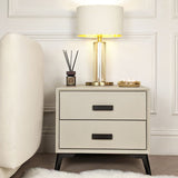 Nova Stone & Black 2 Drawer Bedside Table