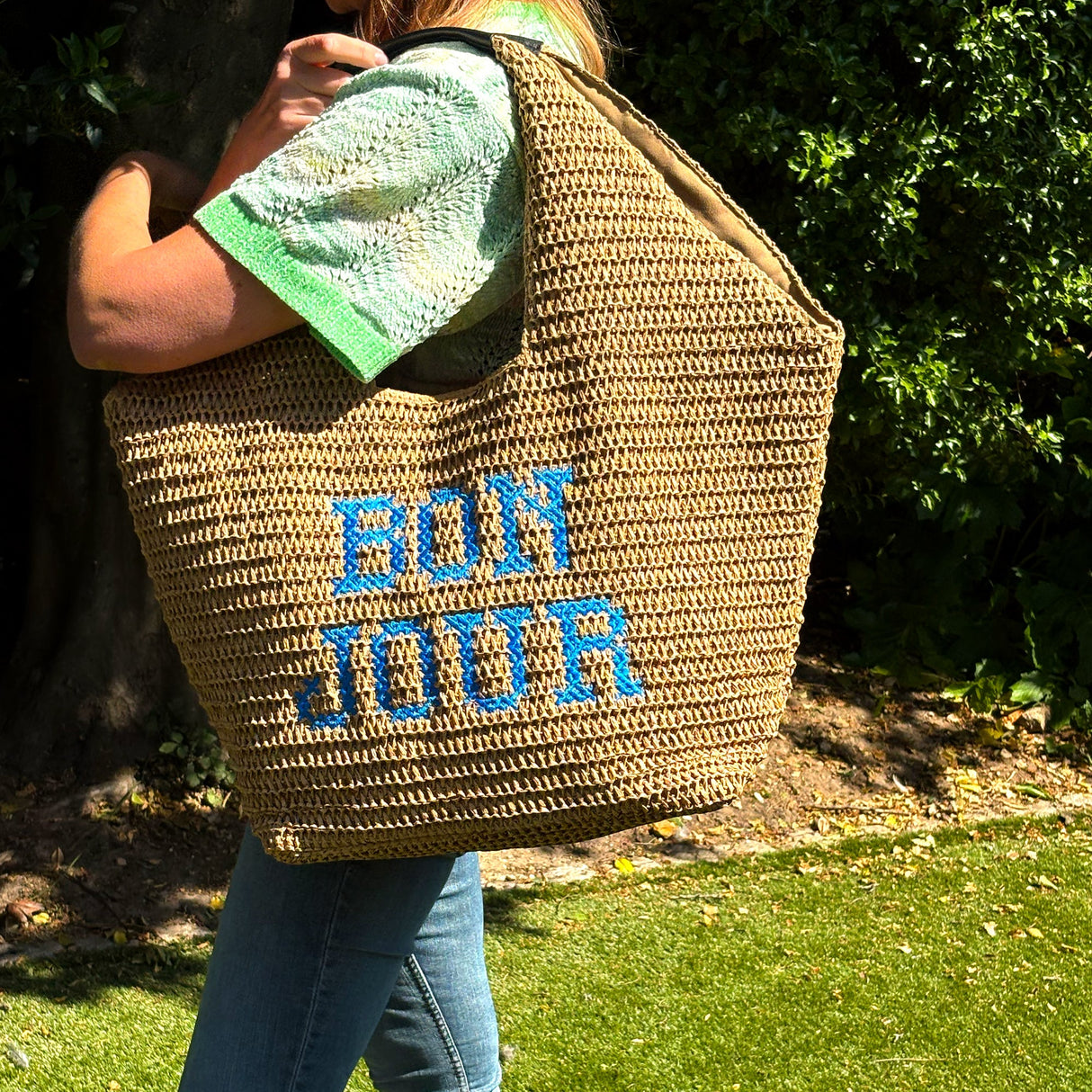 Bonjour Straw Beach Bag