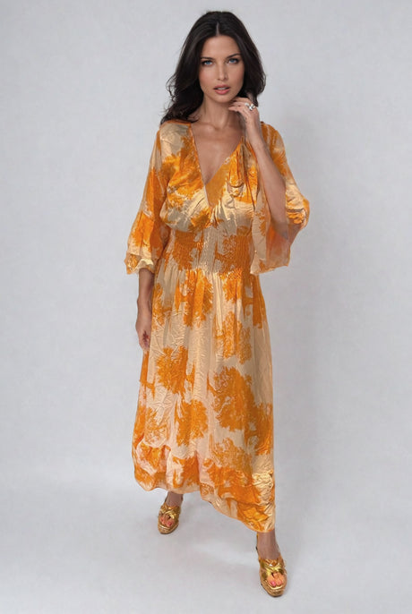 Printed Floral Maxi Dress Orange