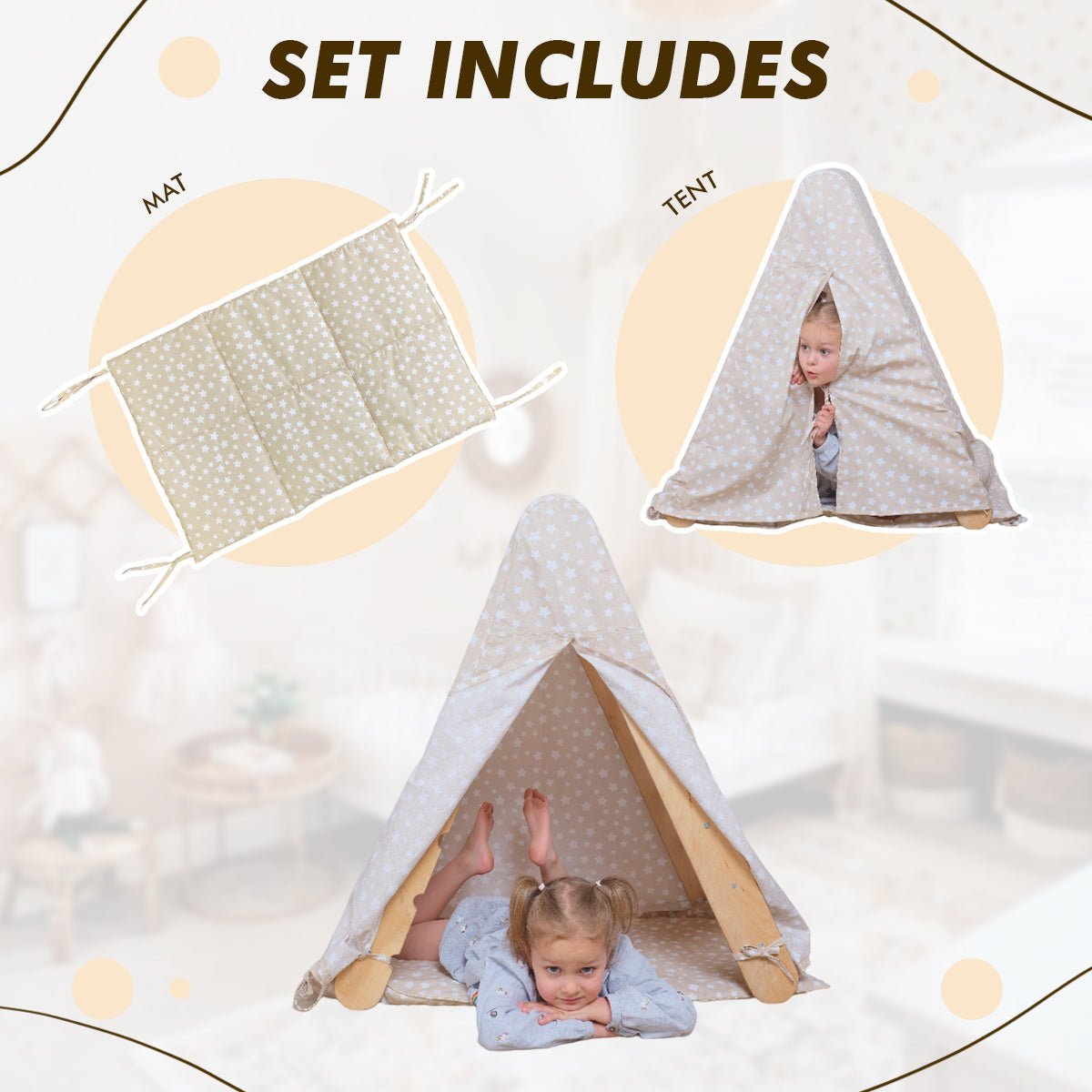 Play Tent Cover With Mat for Triangle Ladder