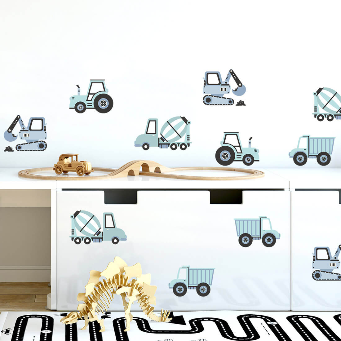 Wall Stickers | Blue Construction Vehicles