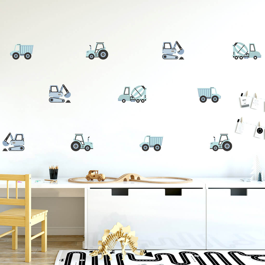 Wall Stickers | Blue Construction Vehicles