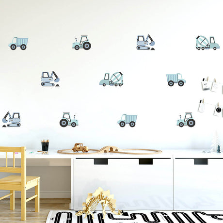 Wall Stickers | Blue Construction Vehicles
