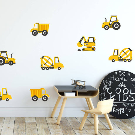 Wall Stickers | Yellow Construction Vehicles