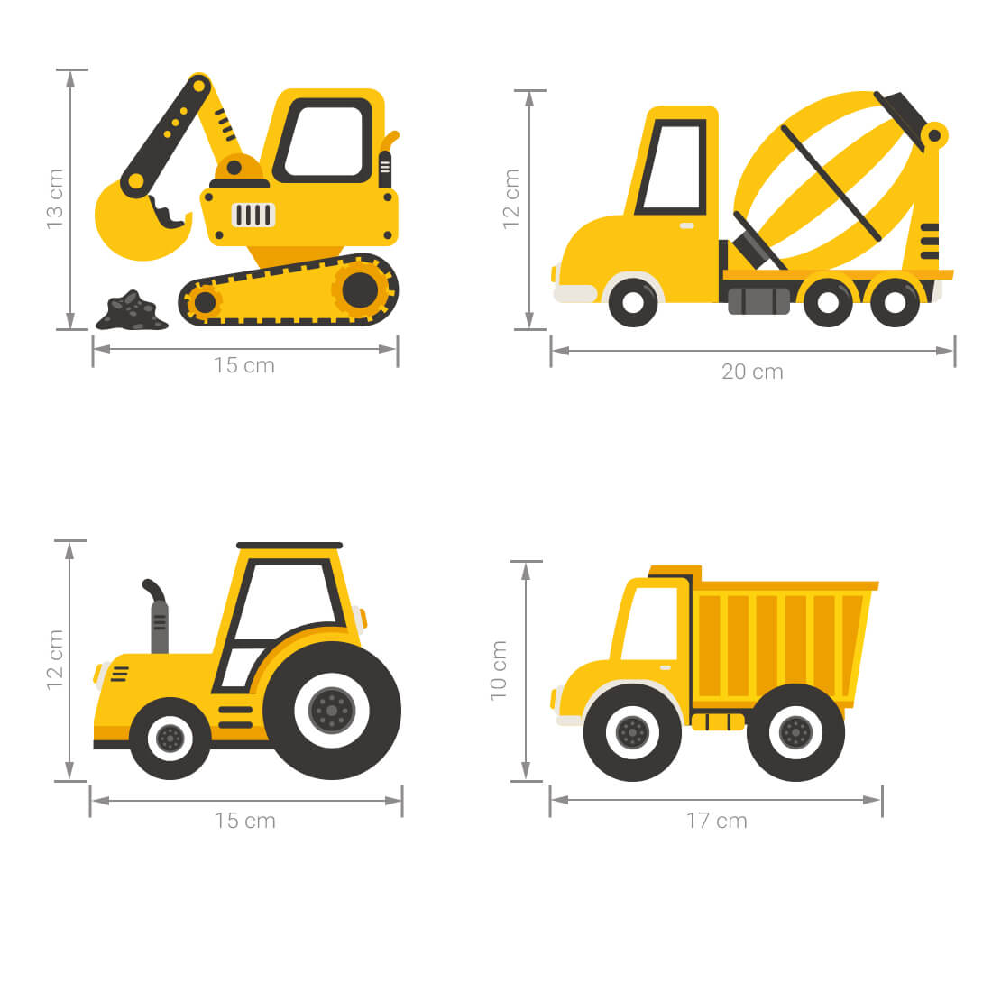 Wall Stickers | Yellow Construction Vehicles