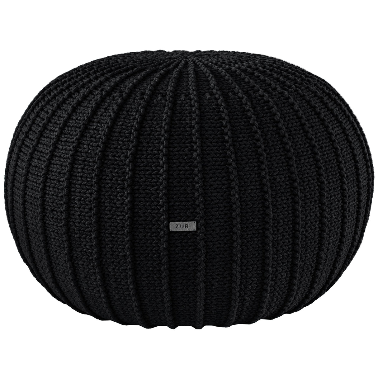 Knitted Pouffe, Large | BLACK