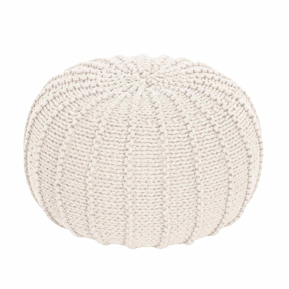 Knitted Pouffe, Small | IVORY