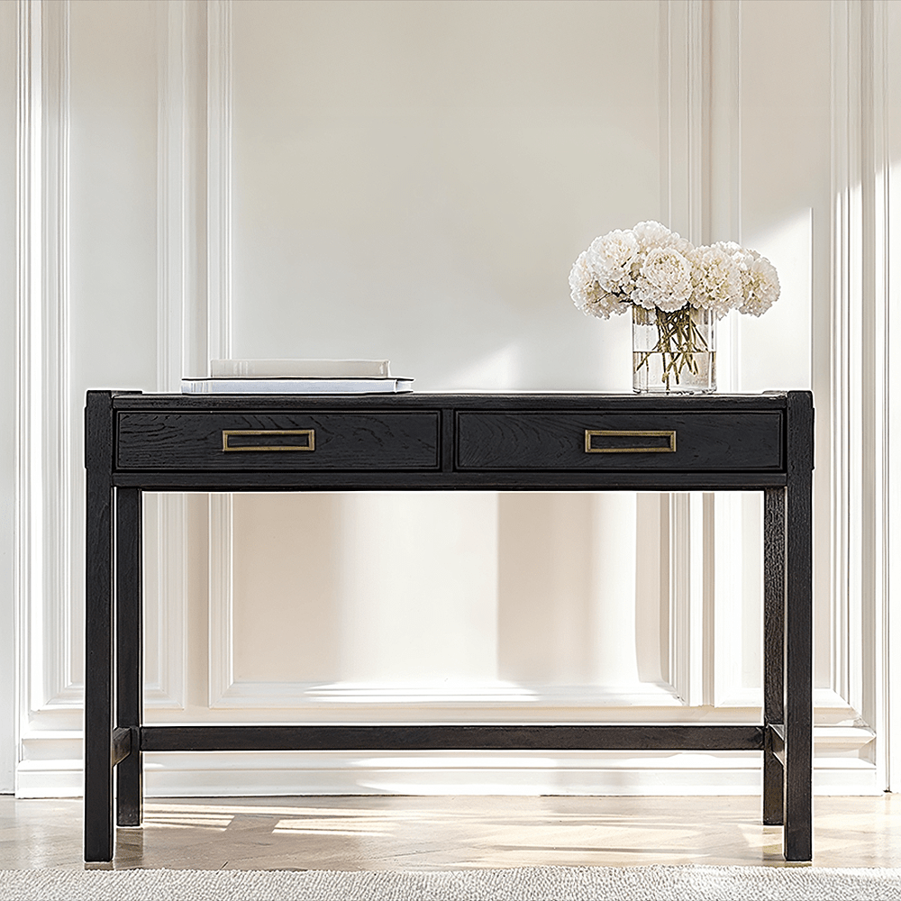 Soho Black Oak Veneer 2 Drawer Dressing Table