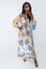 Printed Floral Maxi Dress Blue
