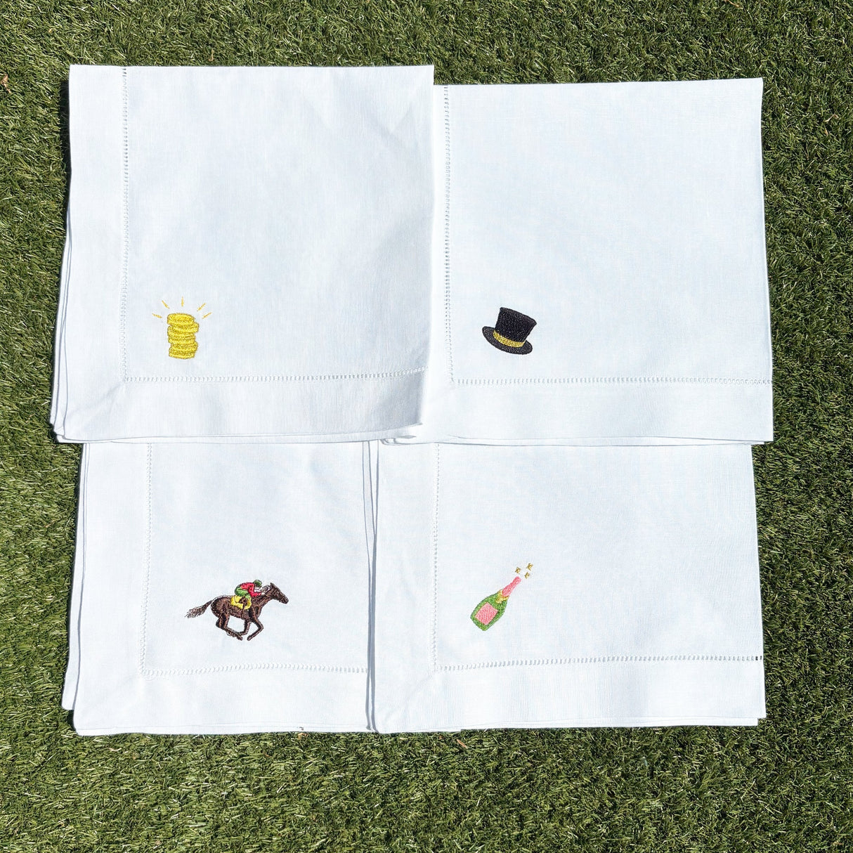 Day at the Races Napkins | Embroidered Fathers Day Gift