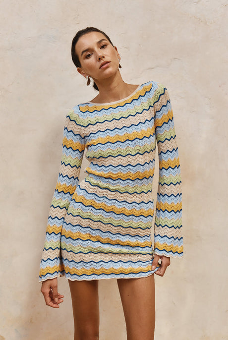 runaway ISABO MINI DRESS - BLUE MULTI
