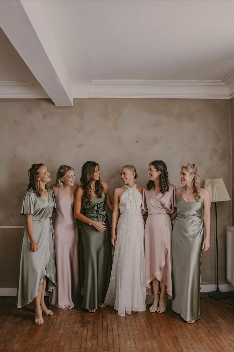 Brooklyn Dress in Sage Green Satin