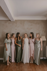 Brooklyn Dress in Sage Green Satin