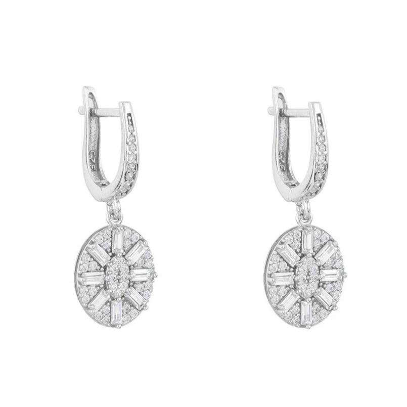 Uptown Oval Drop Earrings: Silver