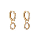 Circle Drop Hoop Huggie Earrings: Gold