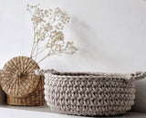 Crochet Flat Basket, Small | BEIGE