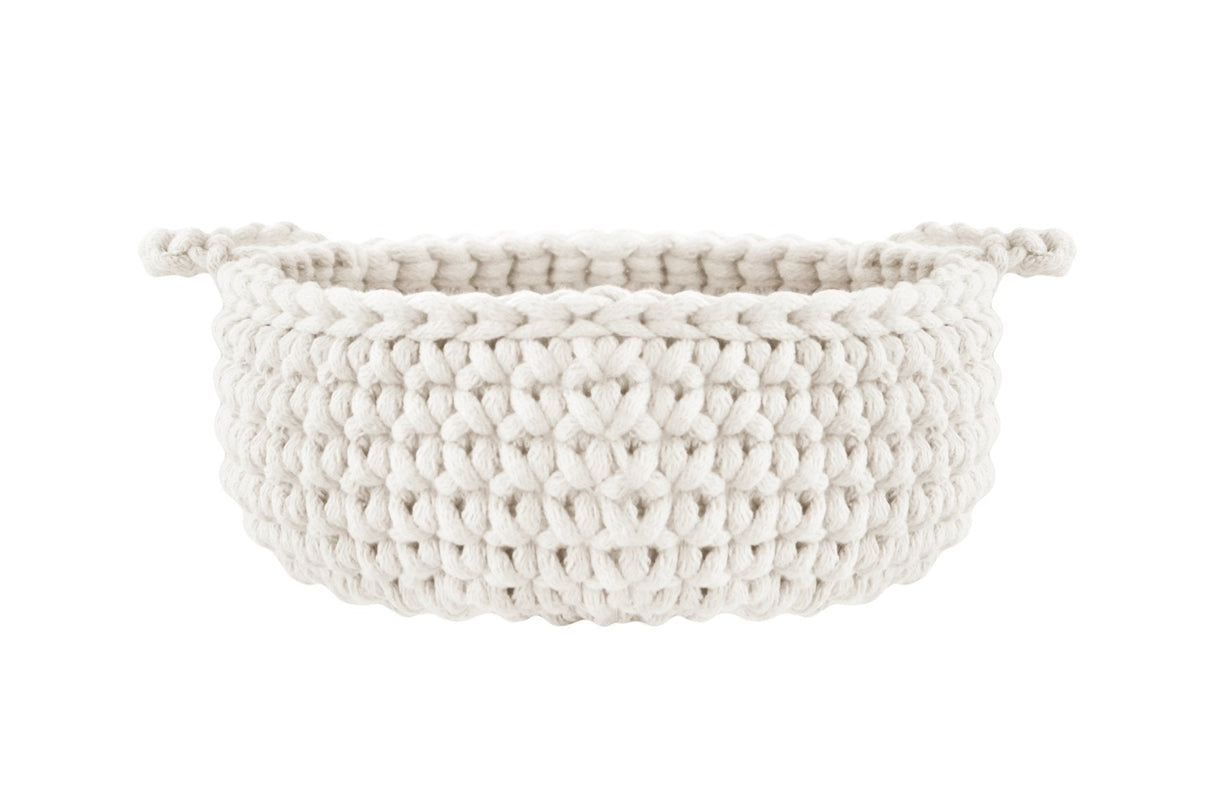Crochet Flat Basket, Small | IVORY
