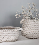 Crochet Flat Basket, Small | IVORY