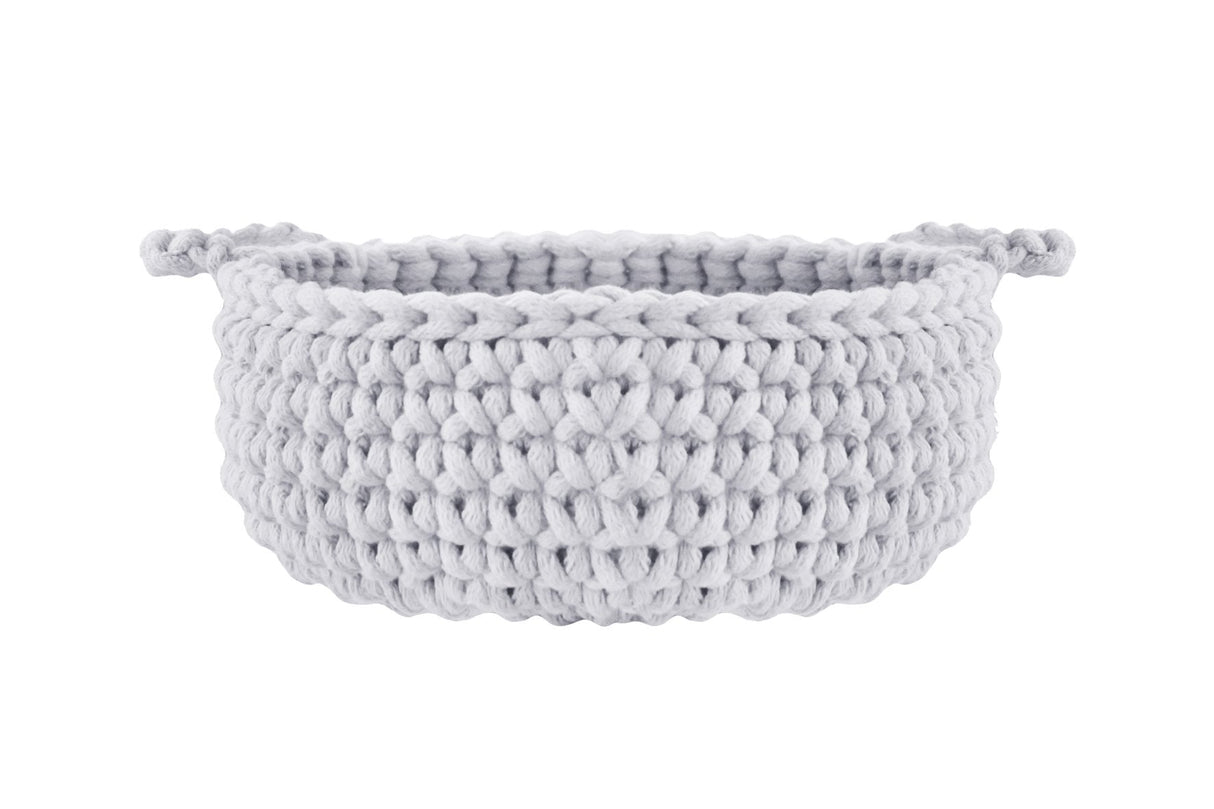 Crochet Flat Basket, Small | LIGHT GREY