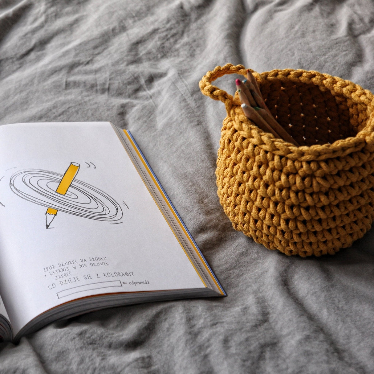 Crochet Basket, Small | MUSTARD