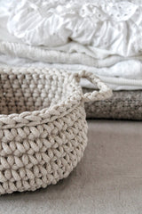 Crochet Flat Basket, Small | OATMEAL