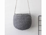 Crochet Hanging Basket, Small | DARK GREY