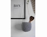 Crochet Hanging Basket, Small | DARK GREY