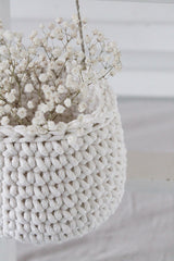 Crochet Hanging Basket, Small | IVORY