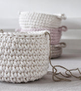 Crochet Hanging Basket, Small | IVORY