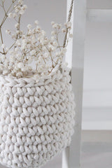 Crochet Hanging Basket, Small | IVORY