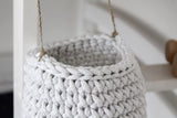 Crochet Hanging Basket, Small | LIGHT GREY