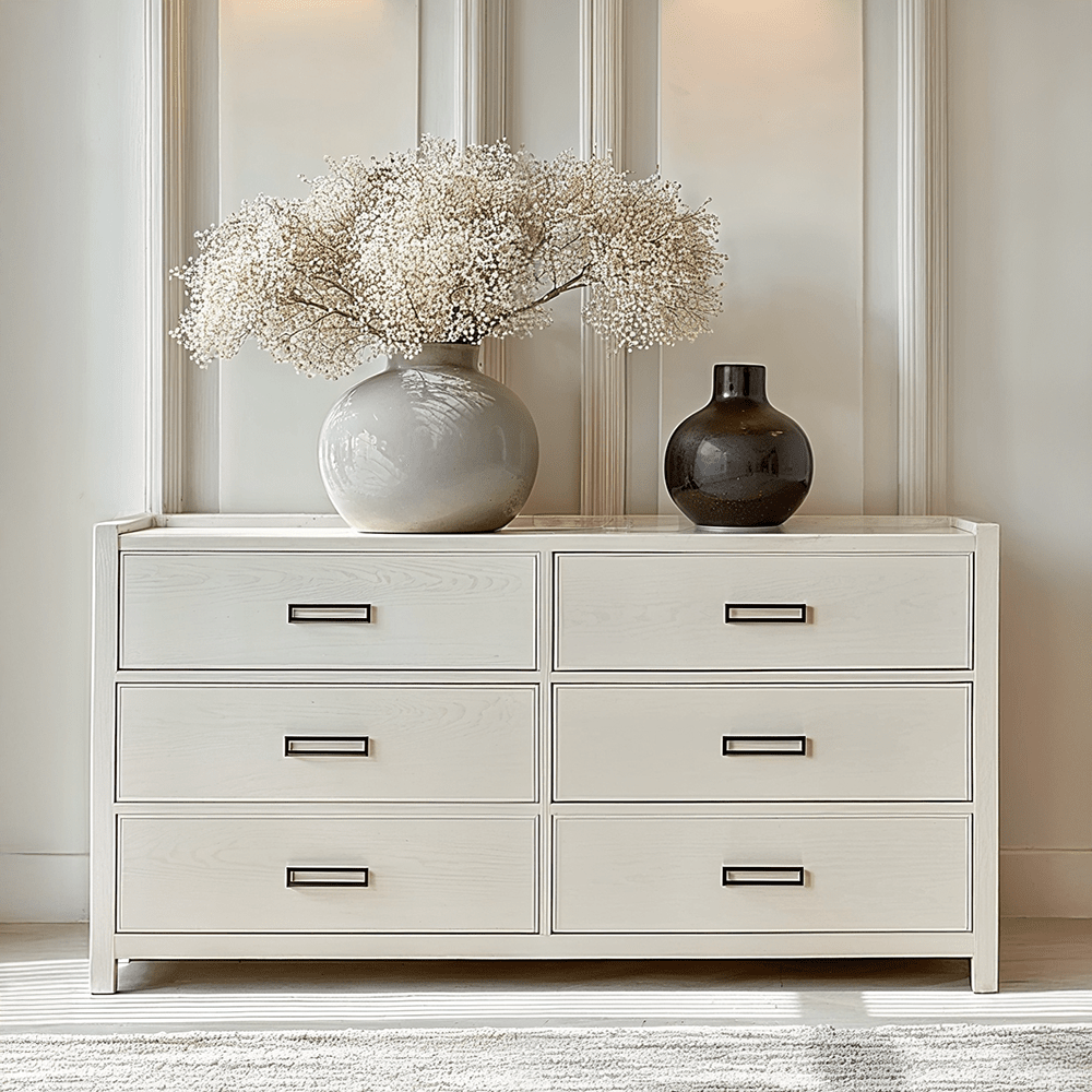 Soho Cream Oak Veneer 6 Drawer Chest