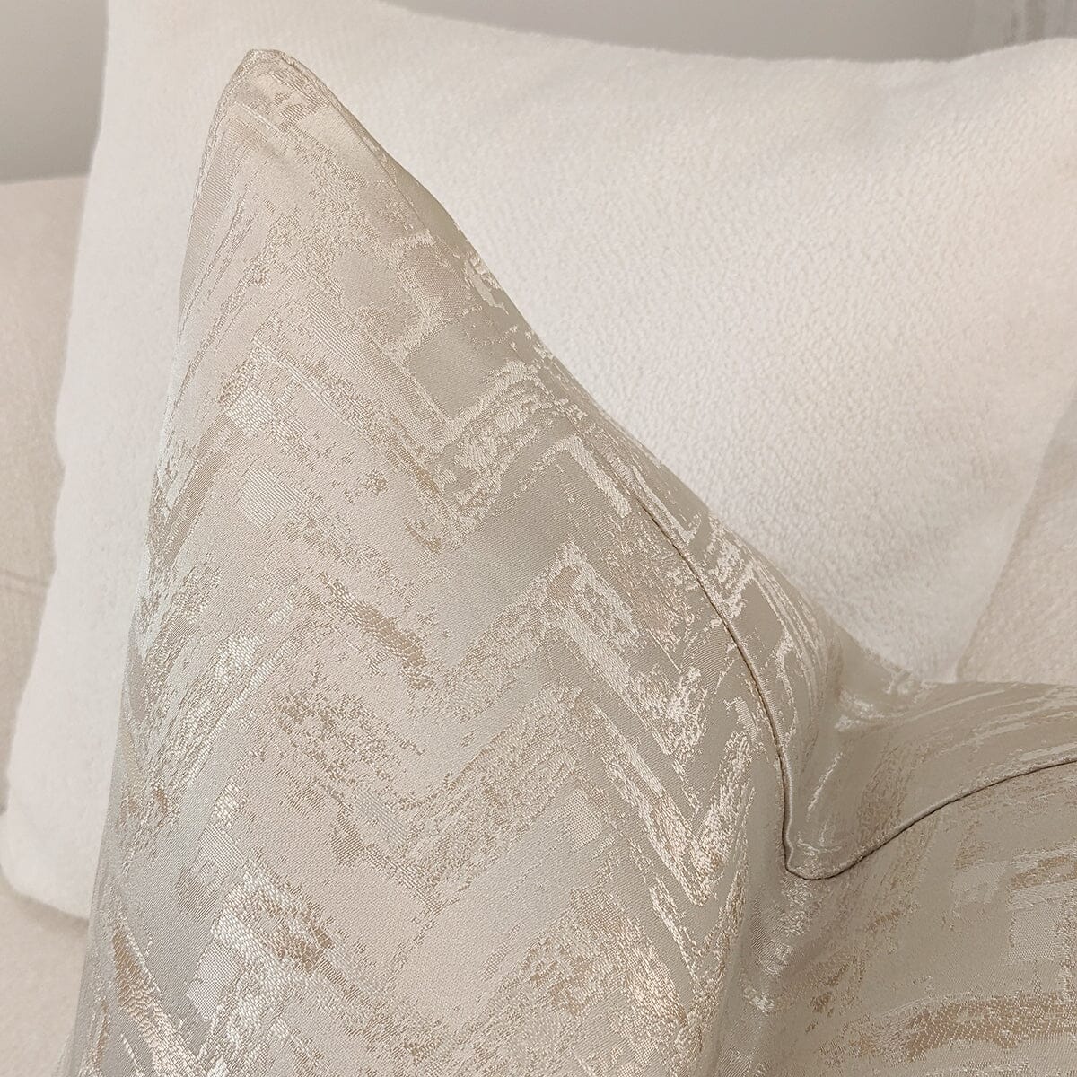 Sorrel Cream & Gold Metallic Abstract Patterned Cushion - 50x50cm