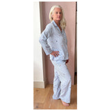 Blue Star Embroidered Cotton Stripe Pajamas (Copy)